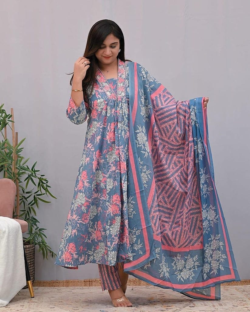 Kalaai Cotton Printed Designer Kurti With Bottom Dupatta Wholesale Shop In Surat
